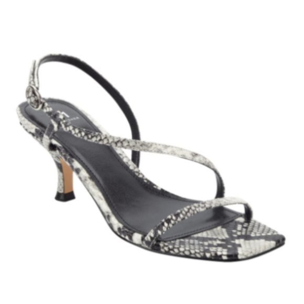 Marc Fisher Black & White Snakeskin Strappy Slingback Sandals